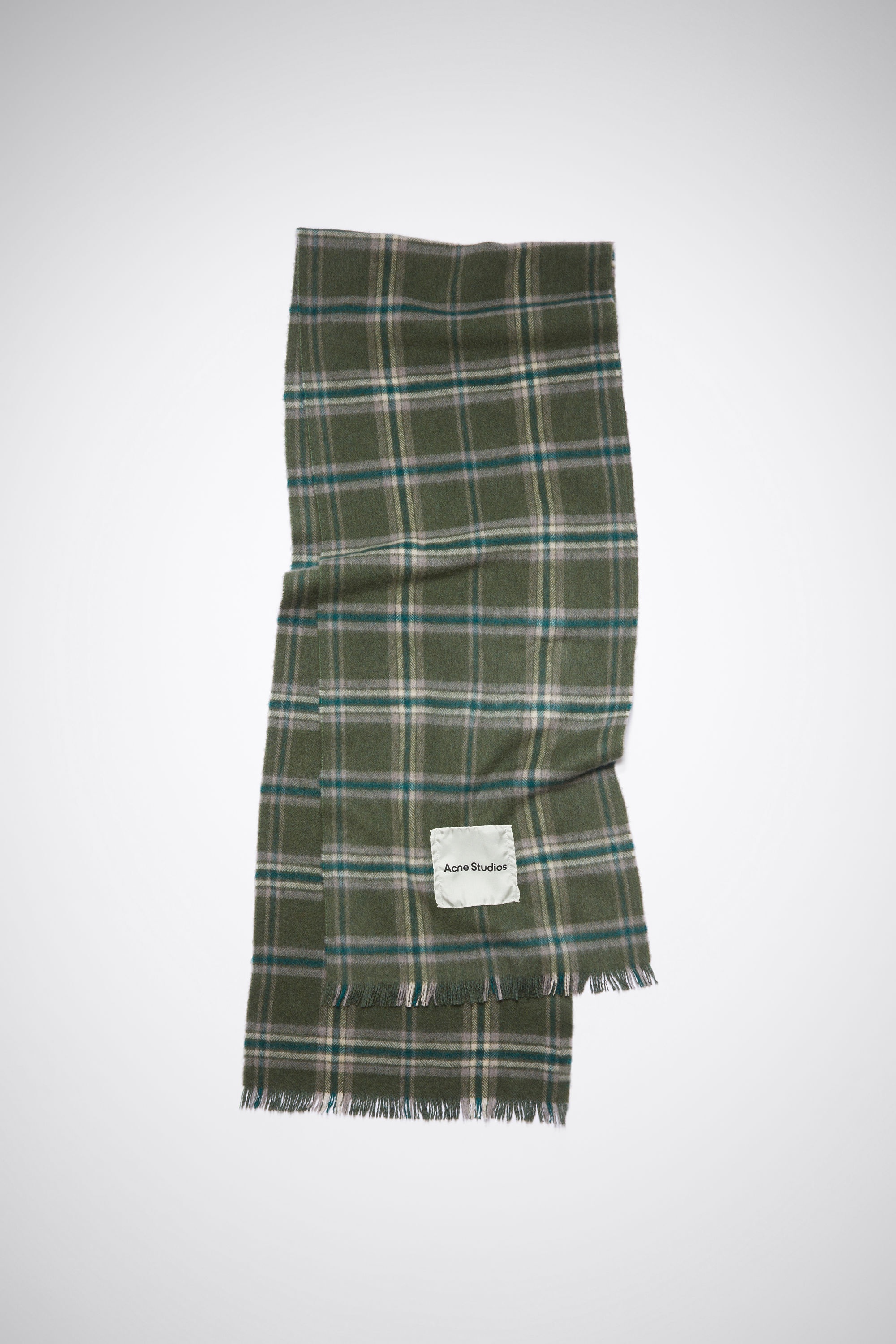 Plaid cashmere scarf - Forest green - 1