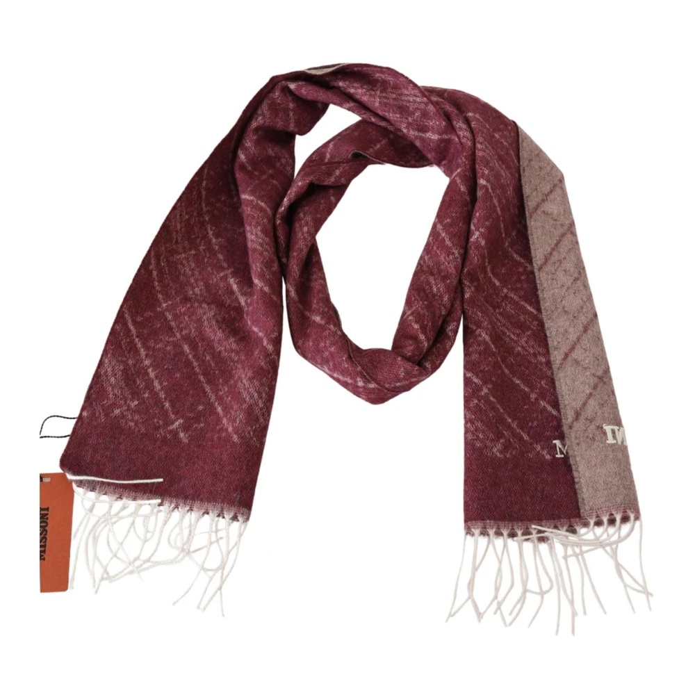 PATTERNED CASHMERE SCARF WITH LOGO EMBROIDERY - 4