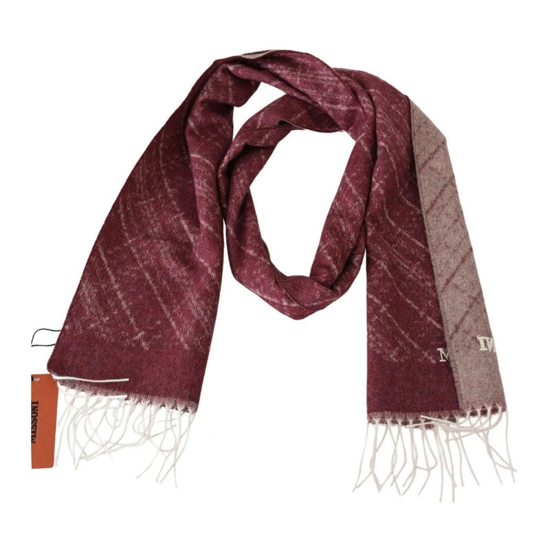 PATTERNED CASHMERE SCARF WITH LOGO EMBROIDERY 4