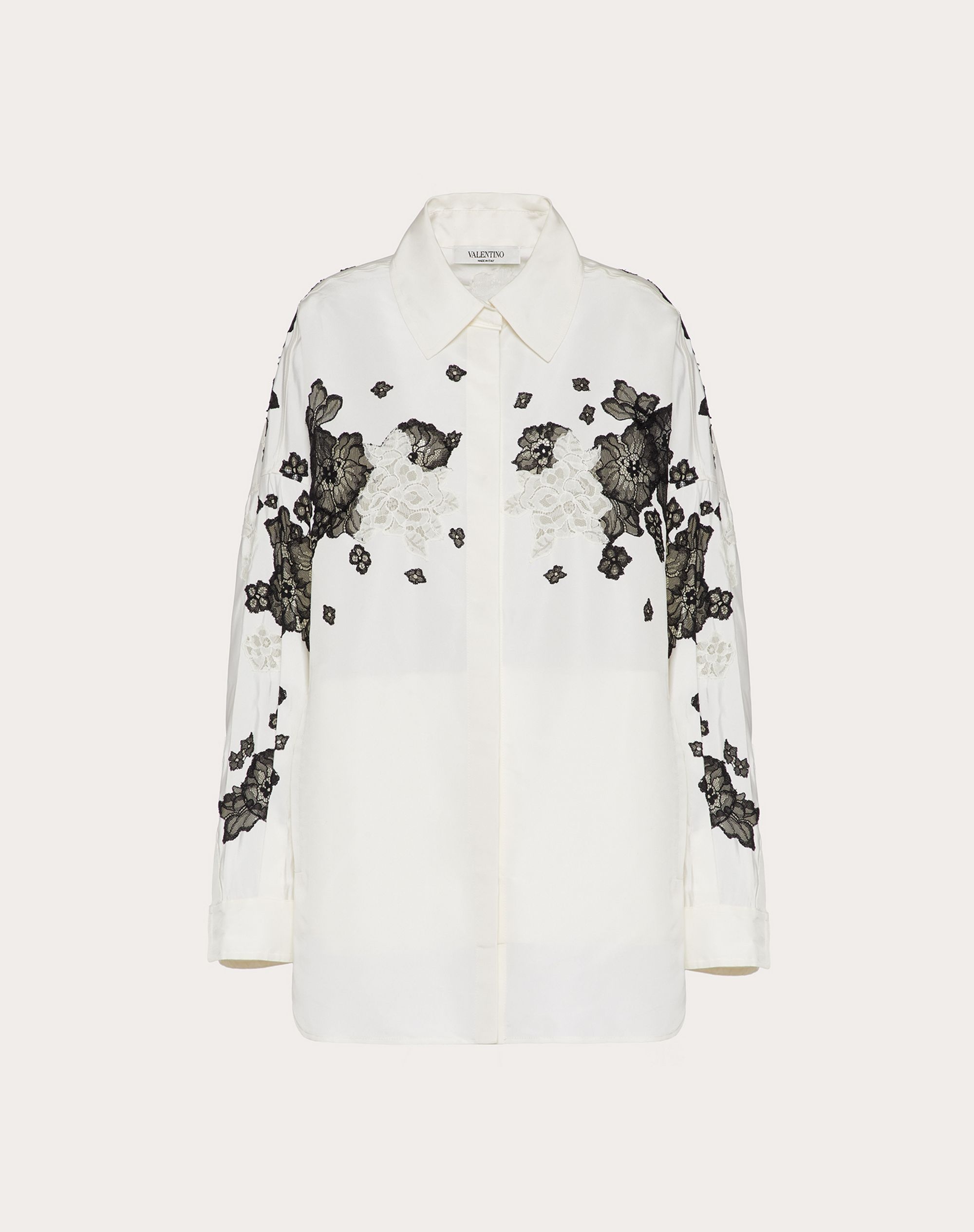 PEA COAT WITH FAILLE EMBROIDERY - 1