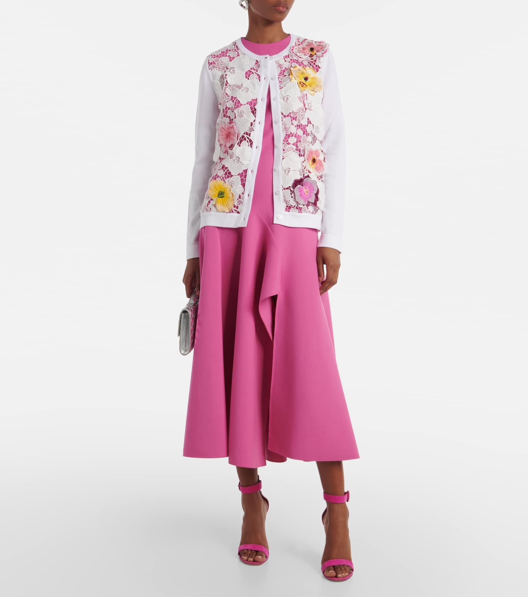 Floral-appliqué cotton-blend cardigan - 2