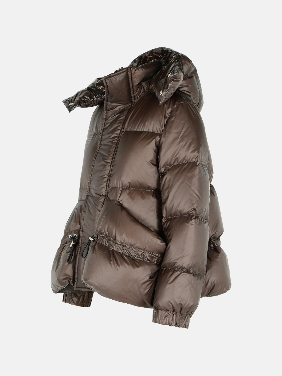 BROWN NYLON DOWN JACKET - 2