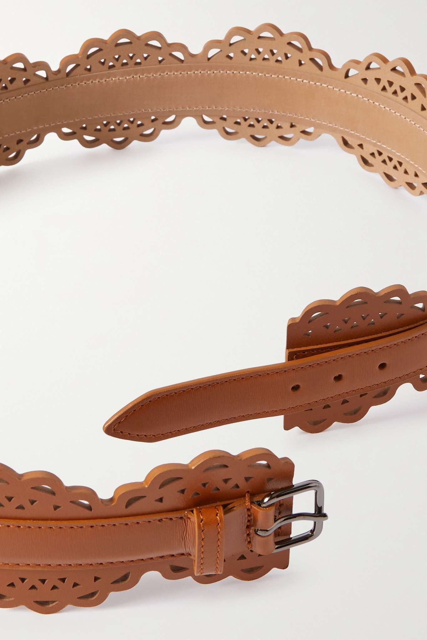 Laser-cut leather waist belt - 3