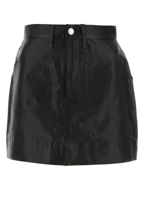 Black leather mini skirt - 1