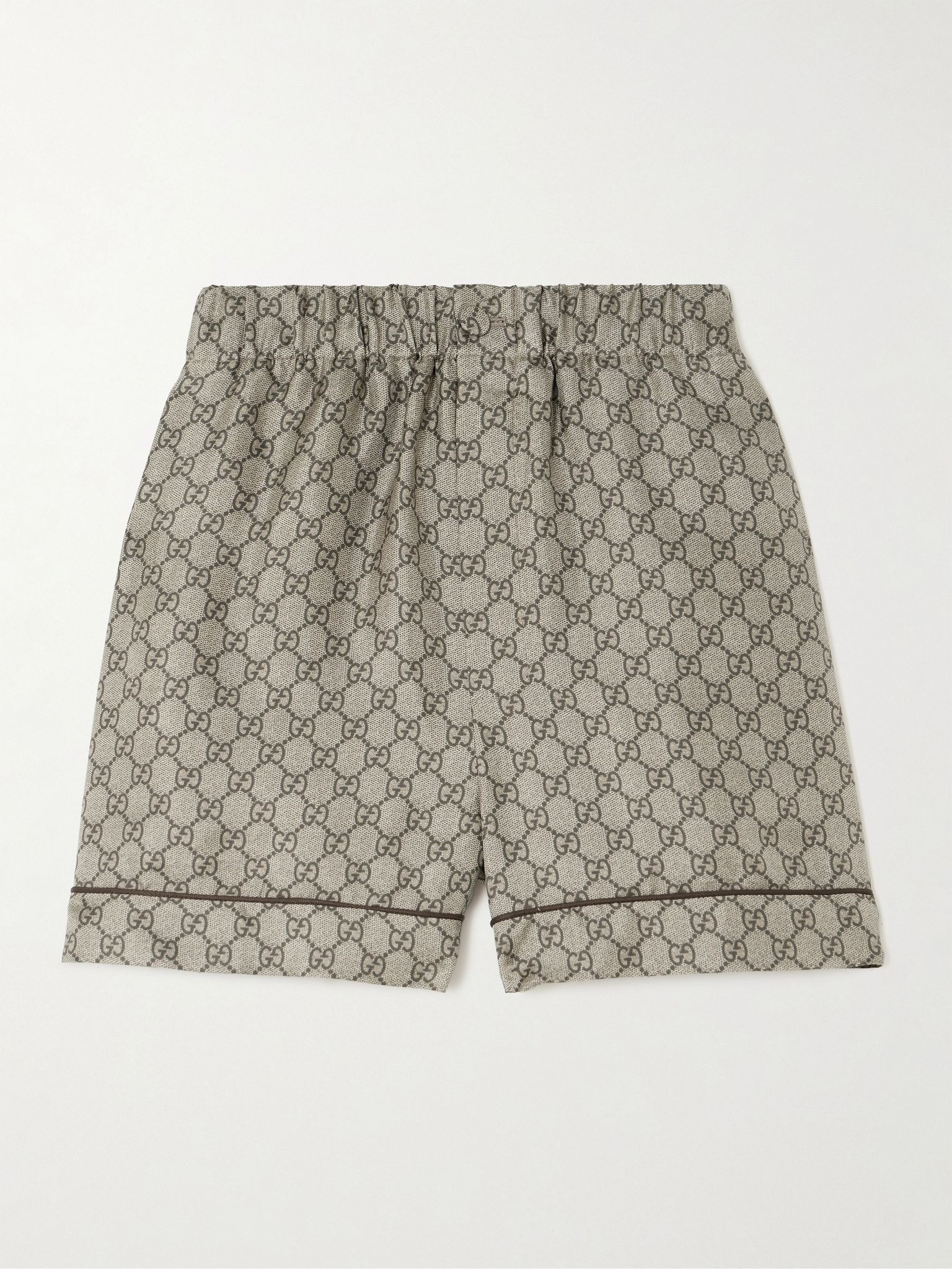 GG Supreme printed silk-twill shorts Camel - 1