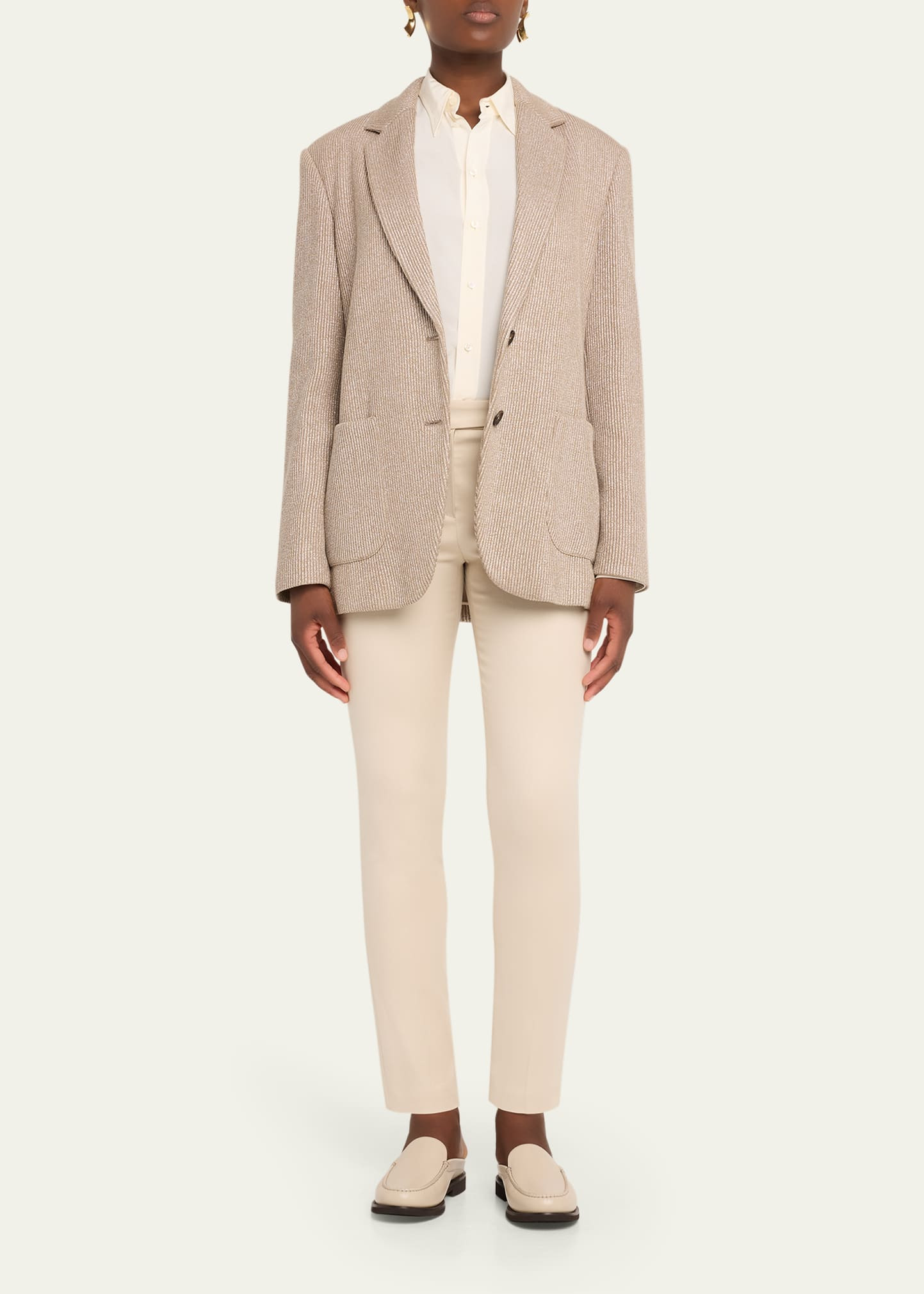 Cotton Twill Slim-Leg Ankle Pants - 2