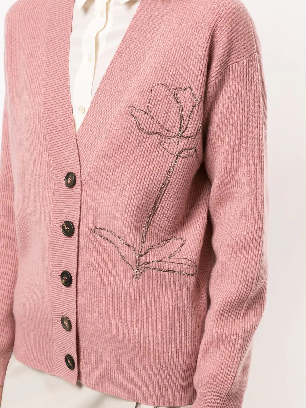 rose detail cashmere cardigan - 5