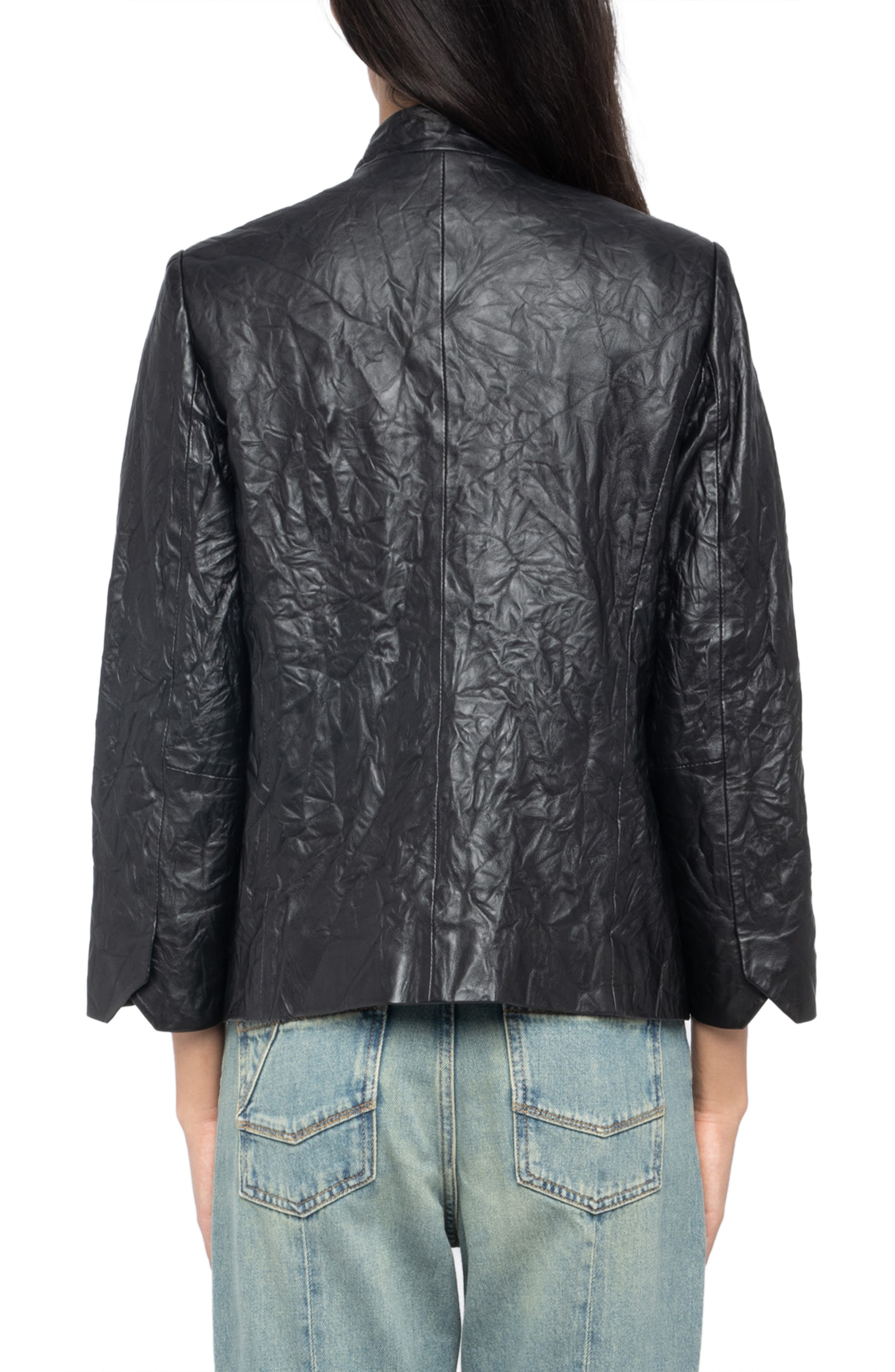 Zadig & Voltaire Veryn Cuir Crinkled Leather Jacket in Black at Nordstrom - 2