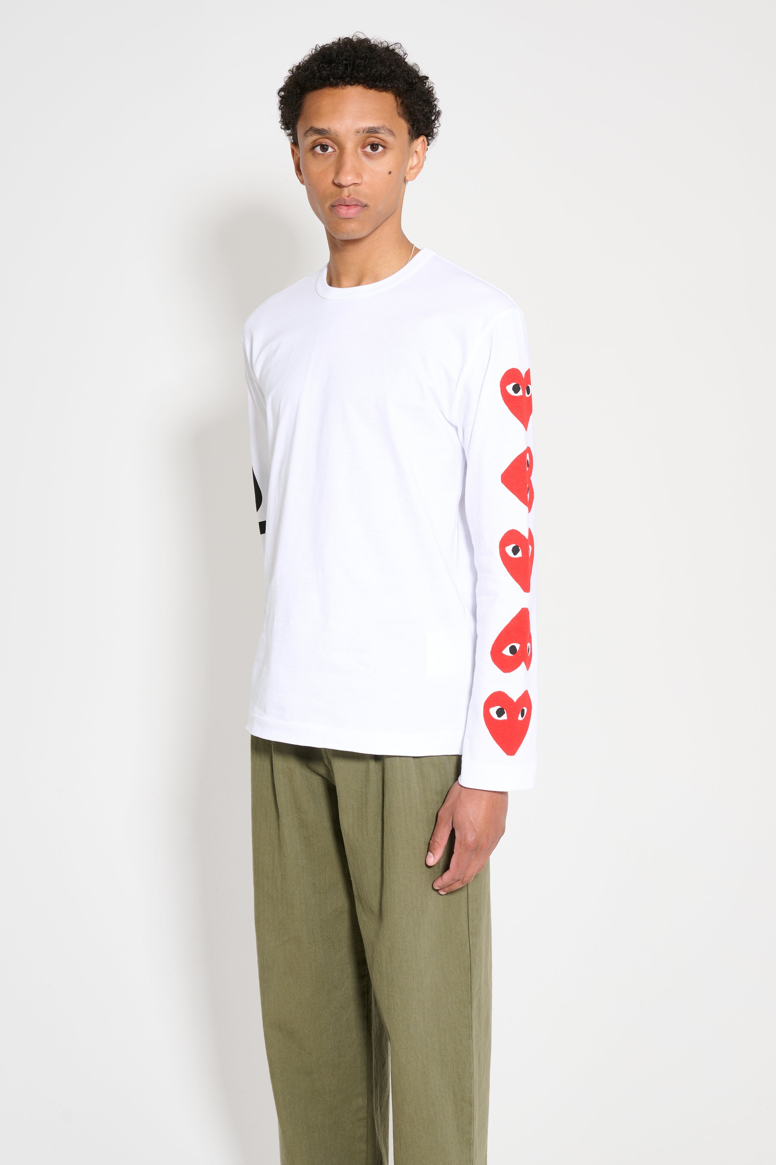 COMME DES GARÇONS PLAY PRINTED SLEEVES T-SHIRT WHITE - 2