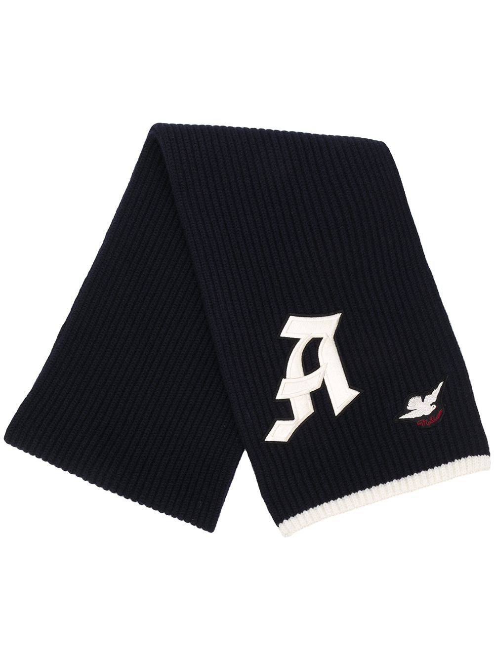 embroidered logo ribbed scarf - 1