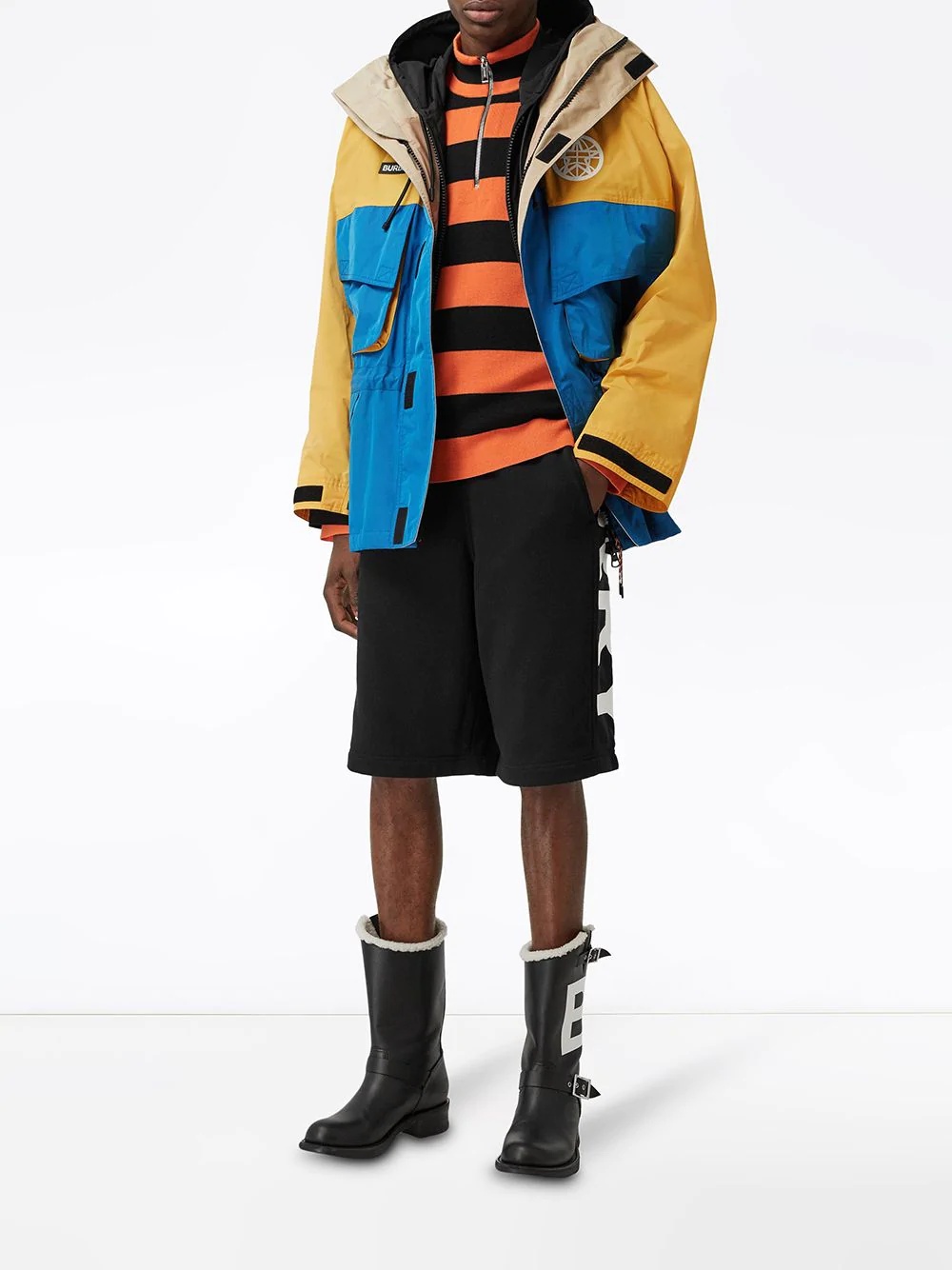 colour-block hooded jacket - 2