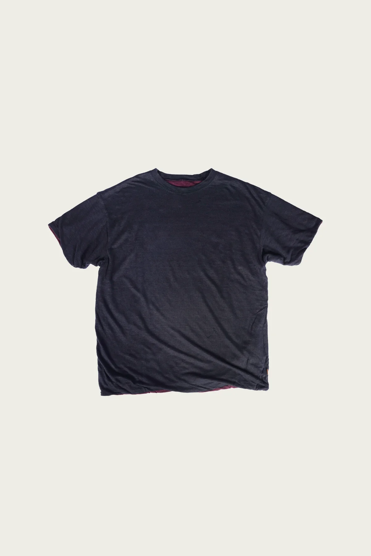 Linen Reversible T-Shirt - Navy/Bordeaux - 1