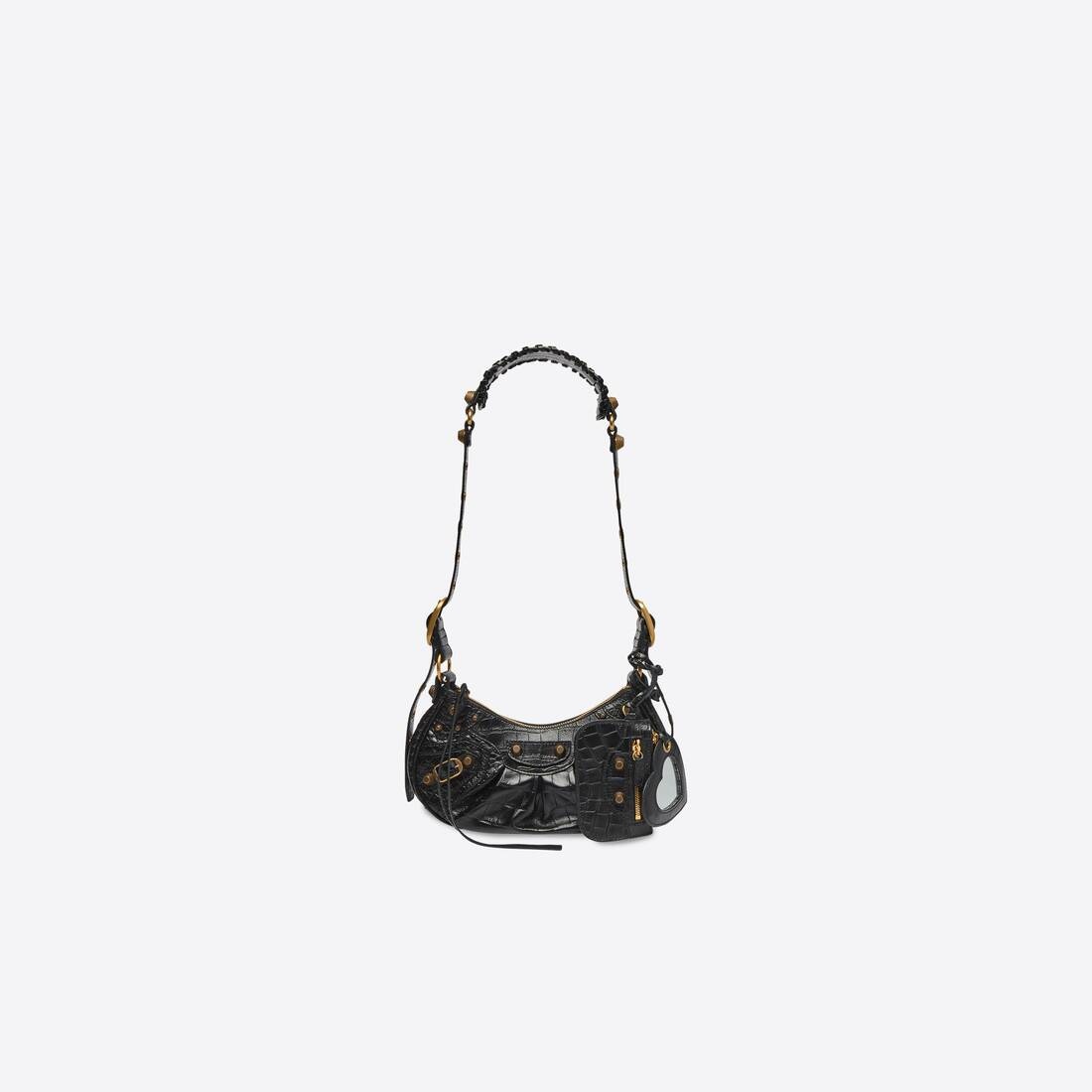 Women's Le Cagole Xs Shoulder Bag Crocodile Embossed in Black - 1