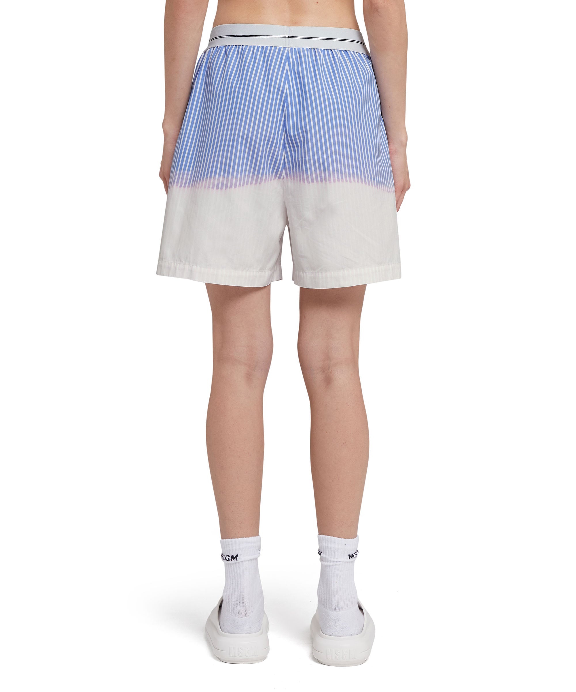 Poplin shorts with waistband logo and faded treatment - 3