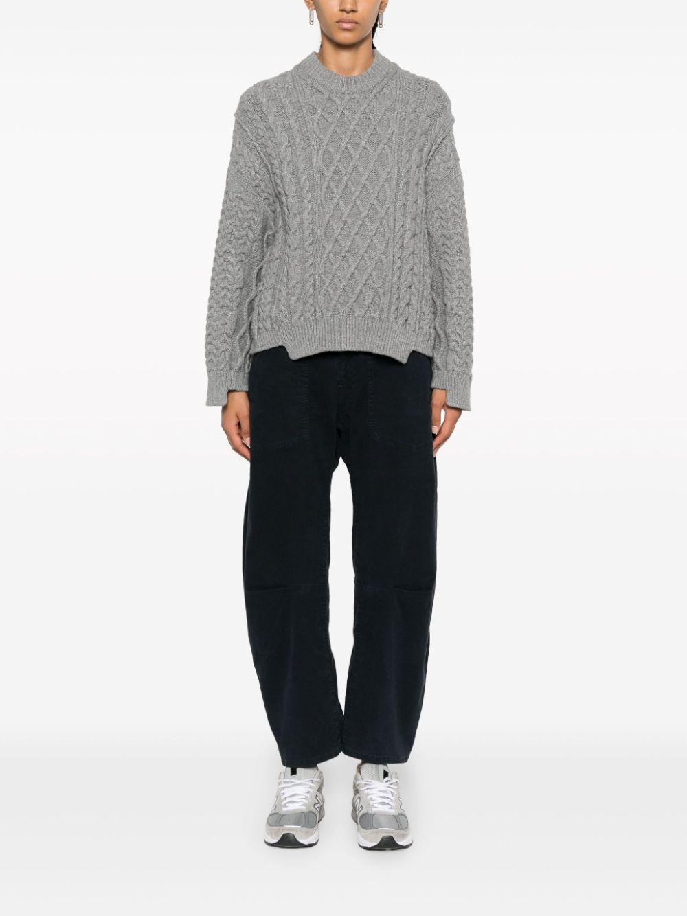 concealed-fastening cotton straight trousers - 2