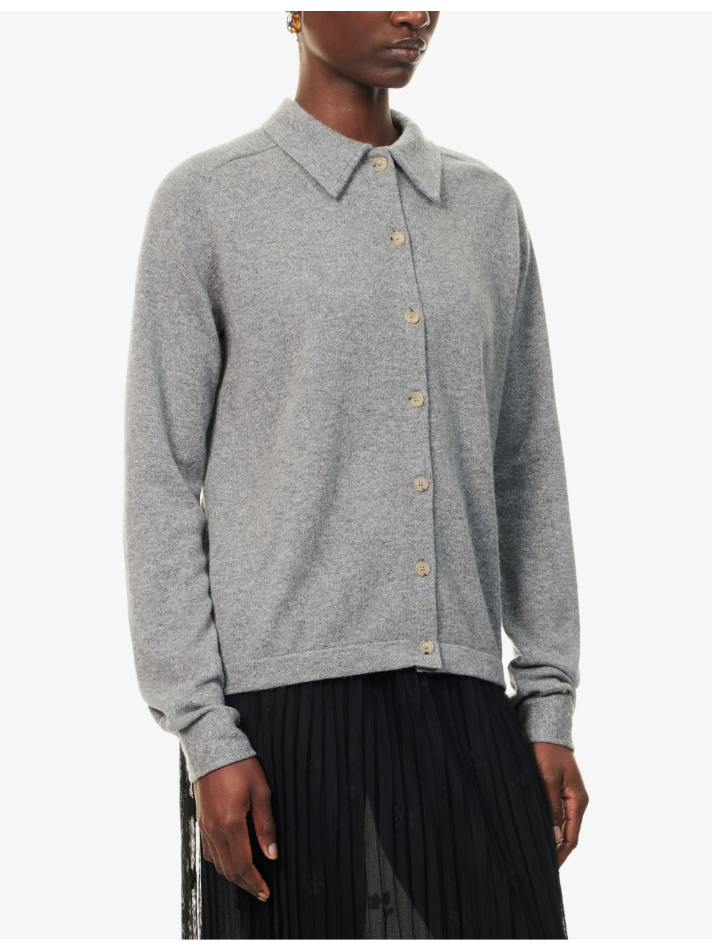 Relaxed-Fit Buttoned-Cuffs Cashmere Cardigan - 3