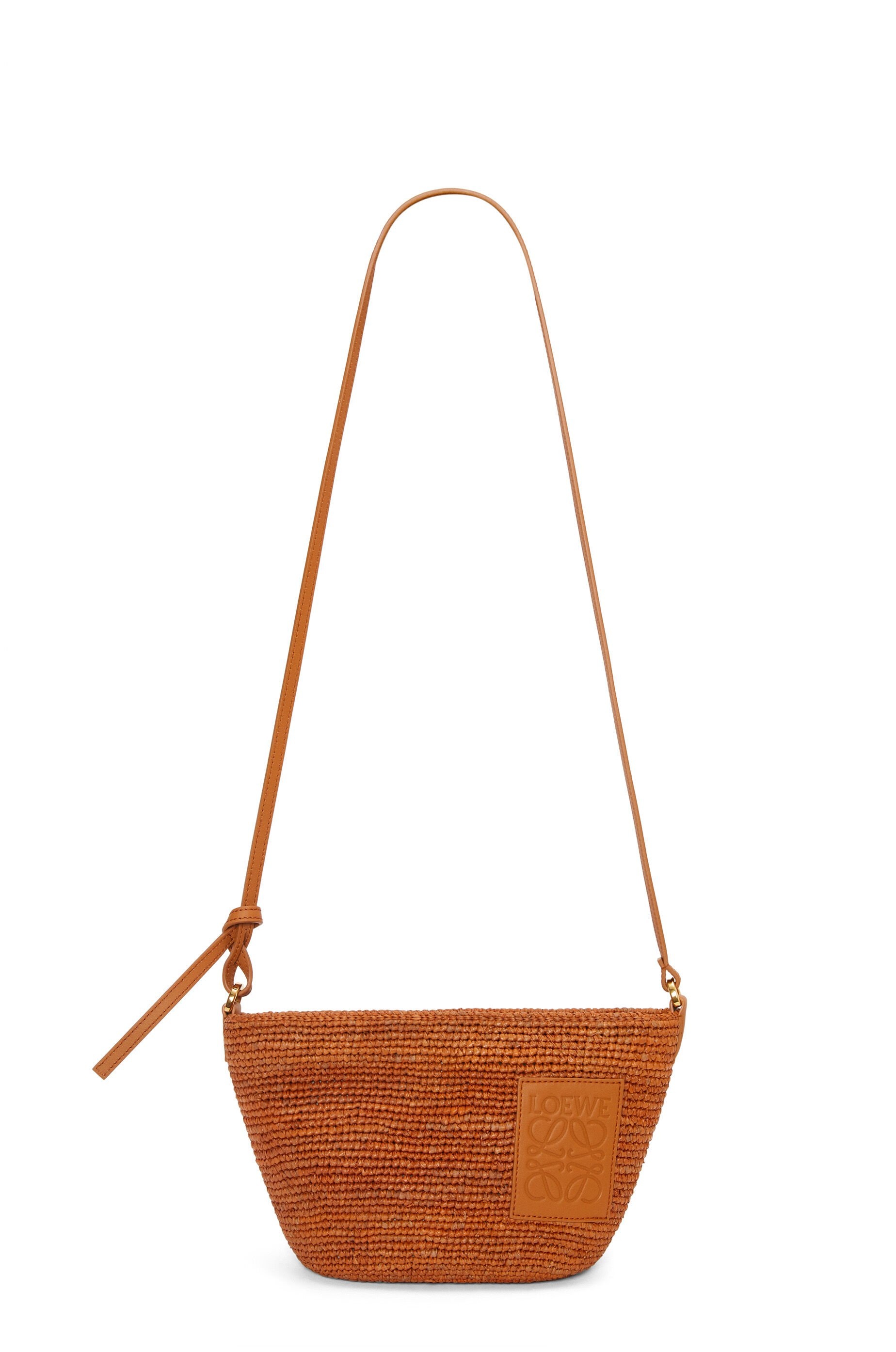 Slit Pochette bag in raffia and calfskin - 5