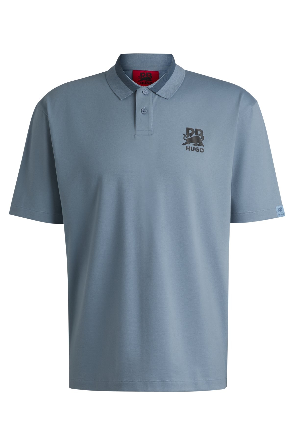 HUGO HUGO X RB STRETCH-COTTON POLO SHIRT WITH CARBON STEALTH LOGO ...