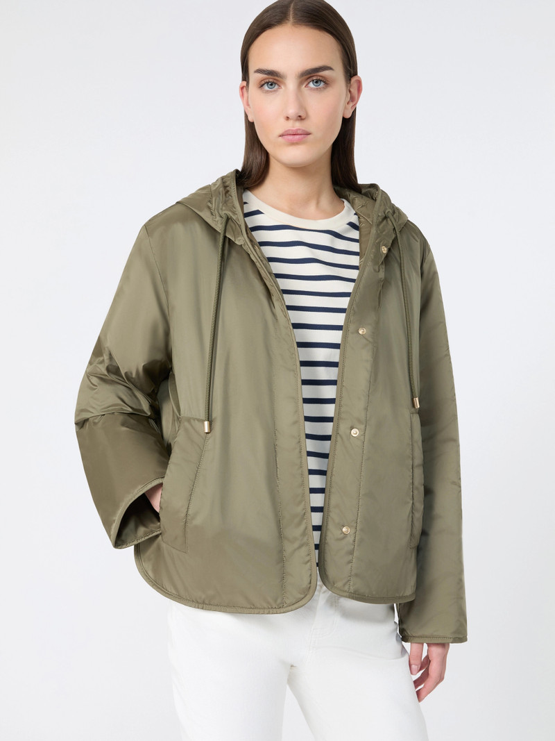 AGRESTE Padded, hooded jacket in water-repellent canvas - MUD 5