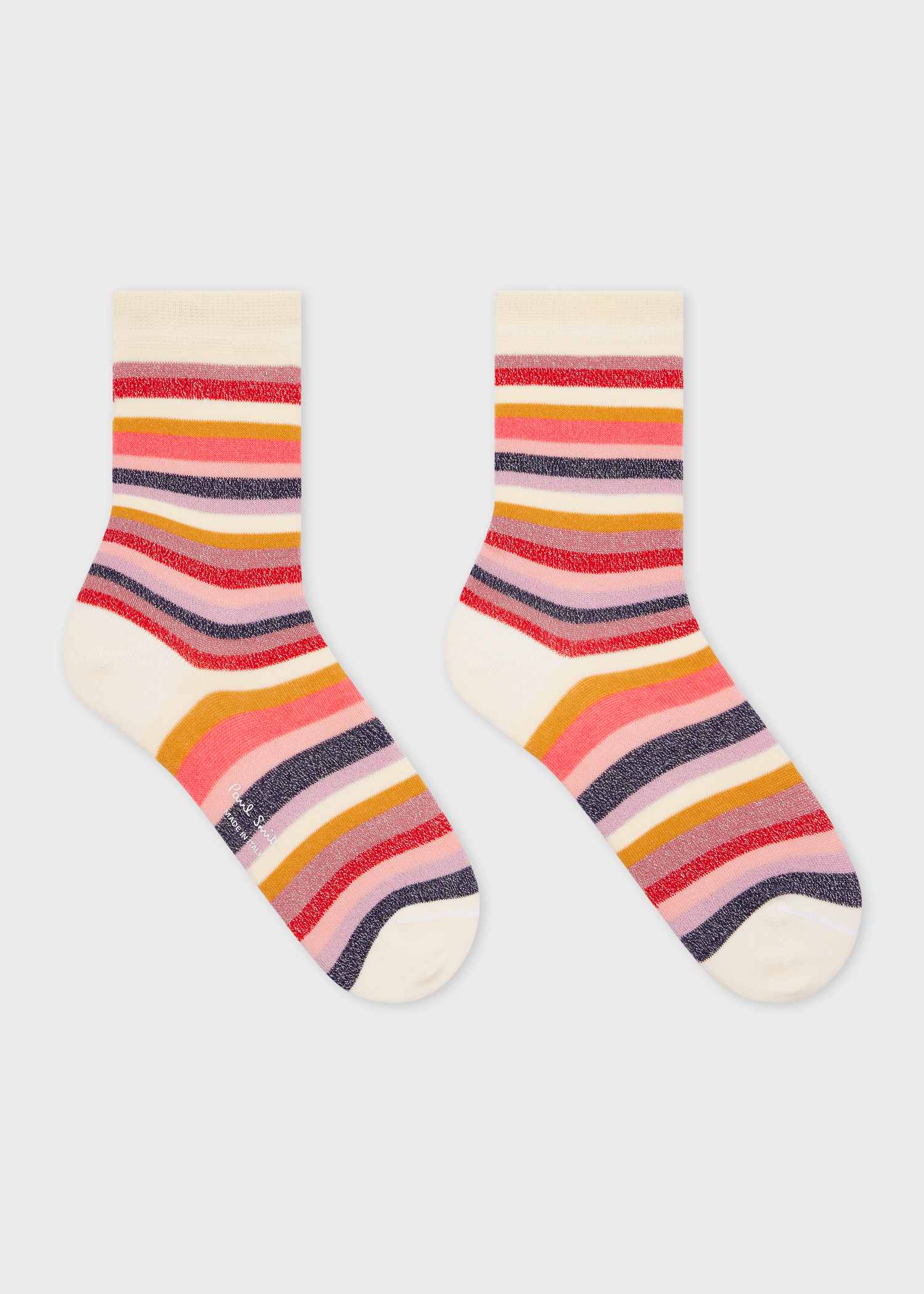 Women's Ecru Glitter Stripe Socks - 2
