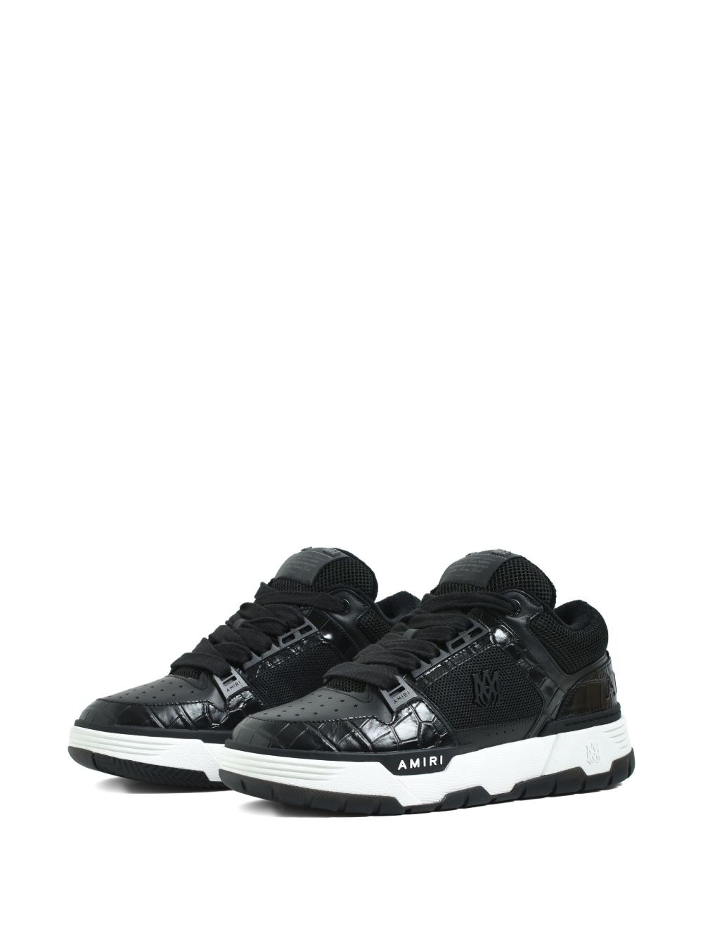 crocodile-effect mesh lace-up sneakers - 2