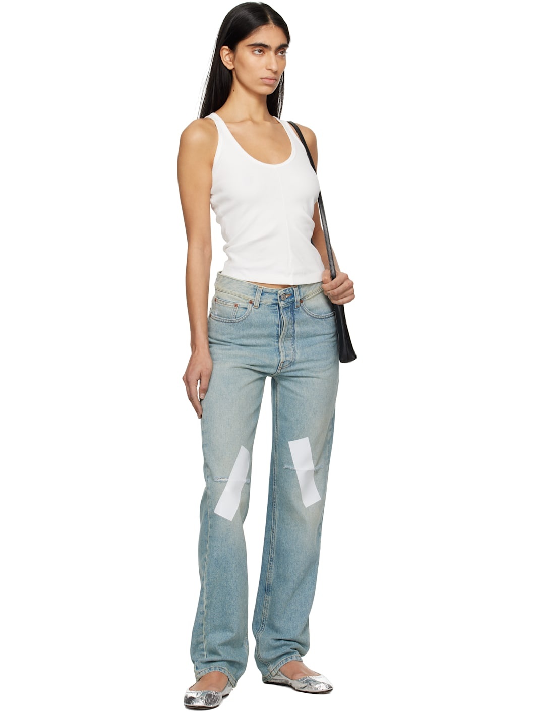 White Cotton Ribbed Tank Top - 5