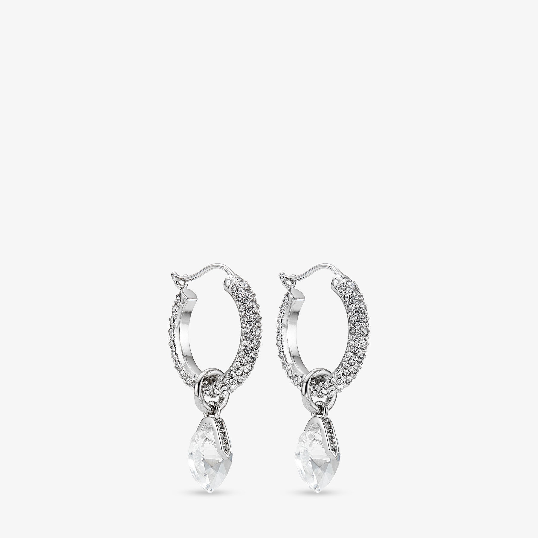 Heart Hoops
Silver-Finish Heart Hoop Earrings with Crystals - 3