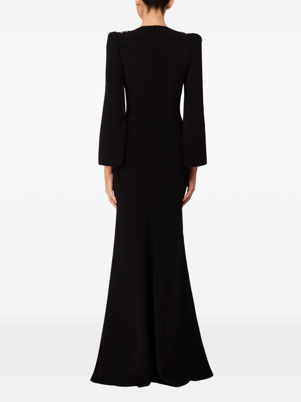 floral-embellished slit-sleeve maxi dress - 3