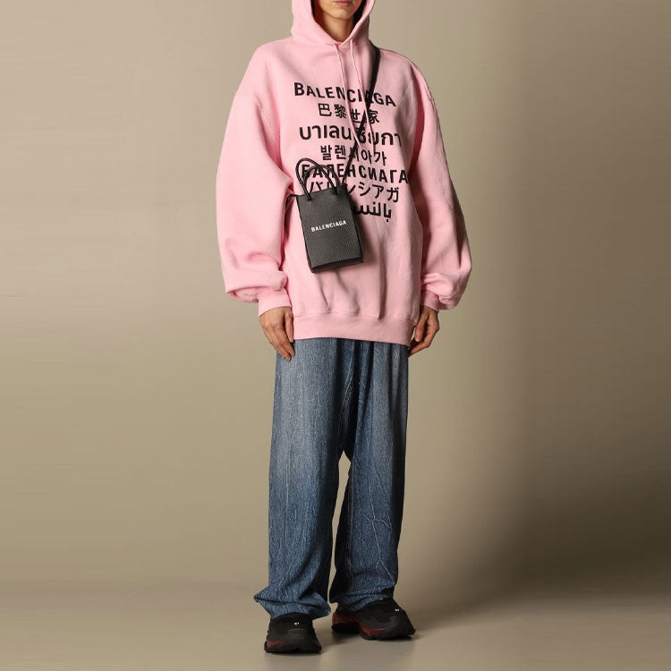 (WMNS) Balenciaga SS21 Printing Hoodie Pink 641529TJVI61401 - 5