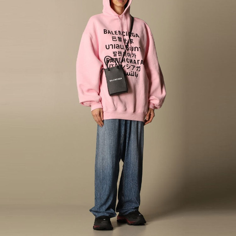 (WMNS) Balenciaga SS21 Printing Hoodie Pink 641529TJVI61401 5