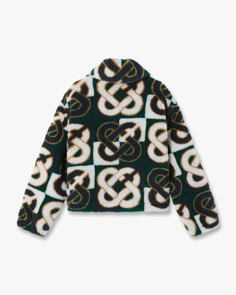 Green & Navy Check Monogram Fleece Jacket | Casablanca Paris 2