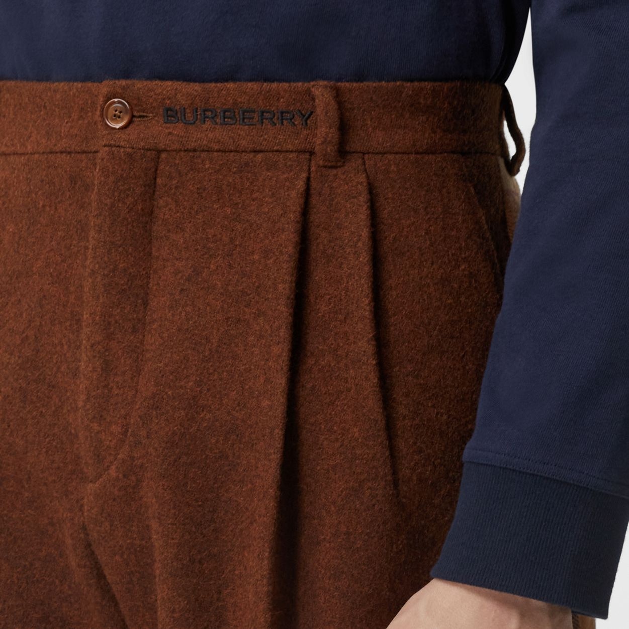 Check Panel Wool Wide-leg Trousers - 3