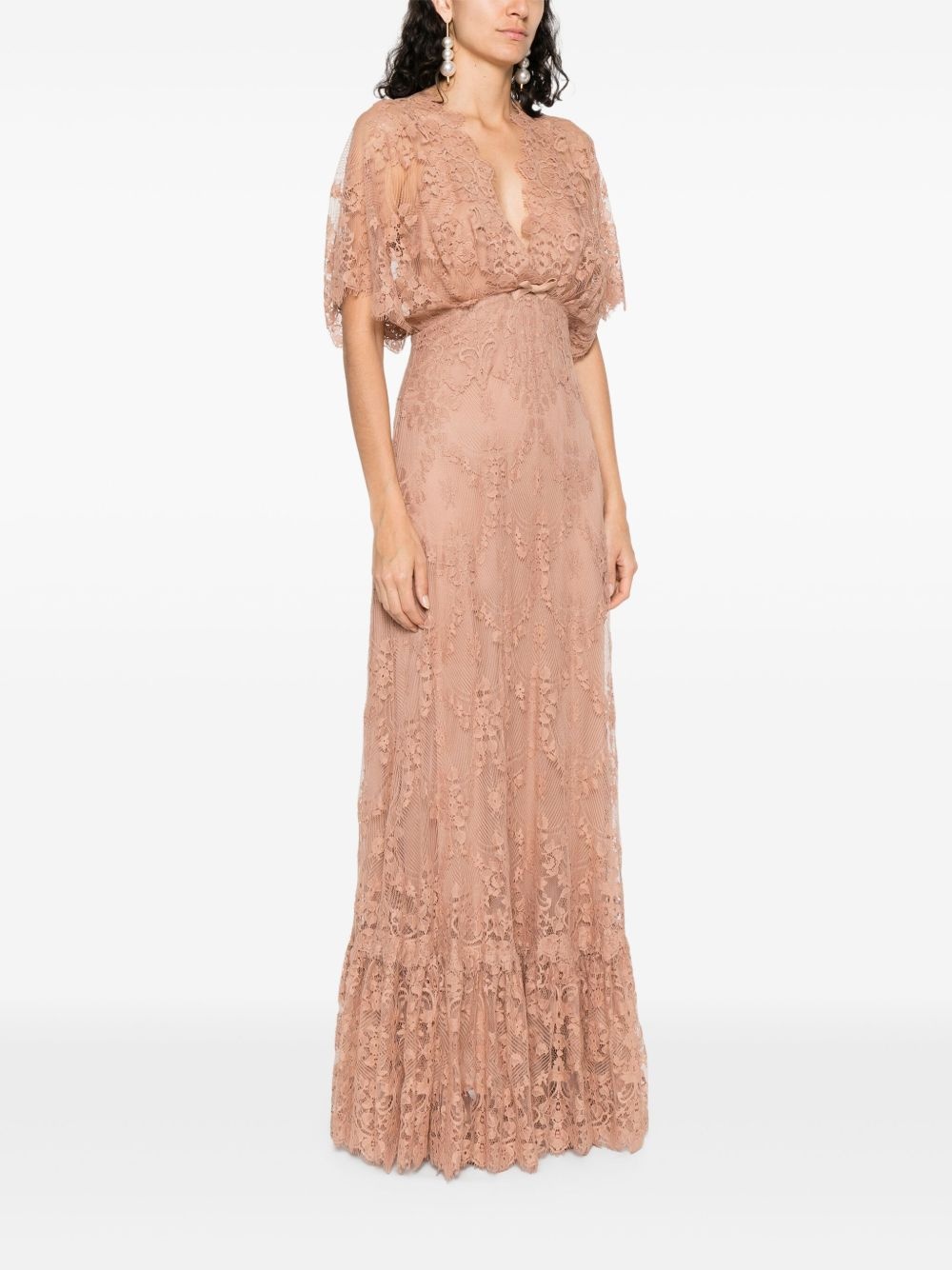 V-neck midi lace dress - 3