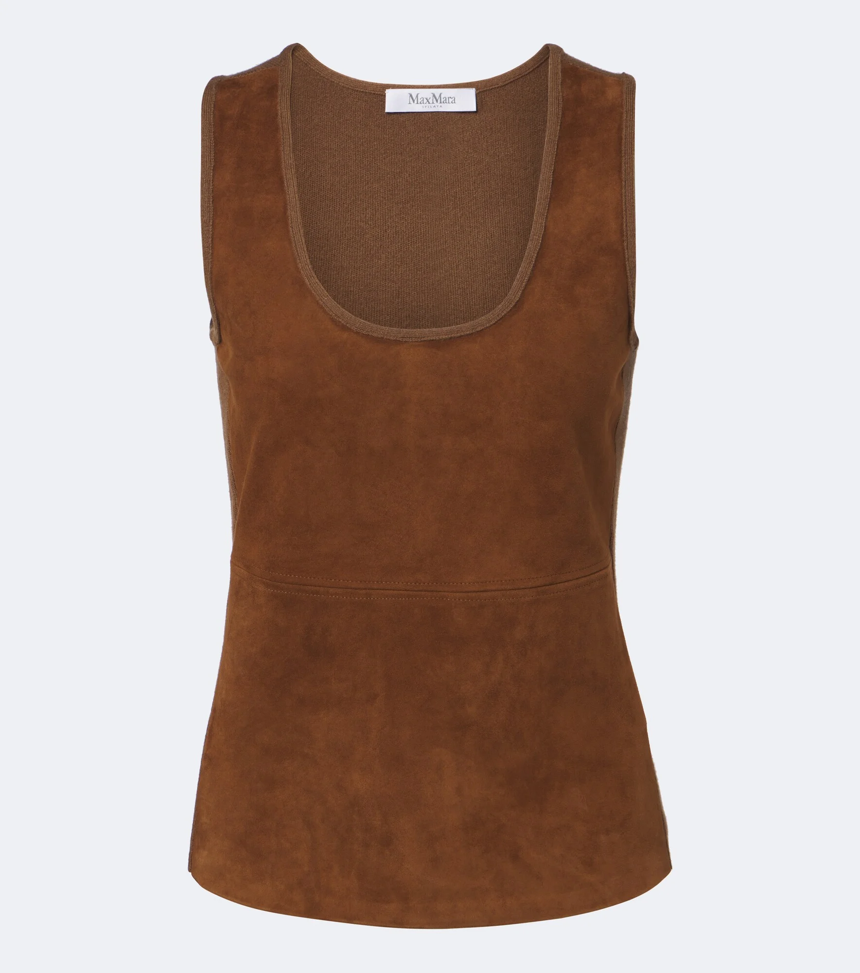 Wool and cashmere-paneled suede top - 1