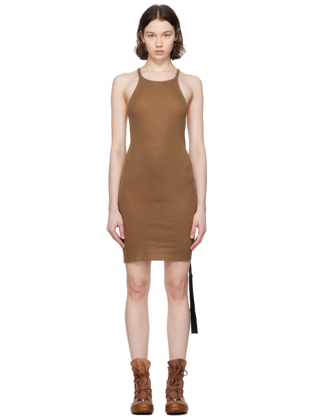 Brown Racer Back Minidress - 1