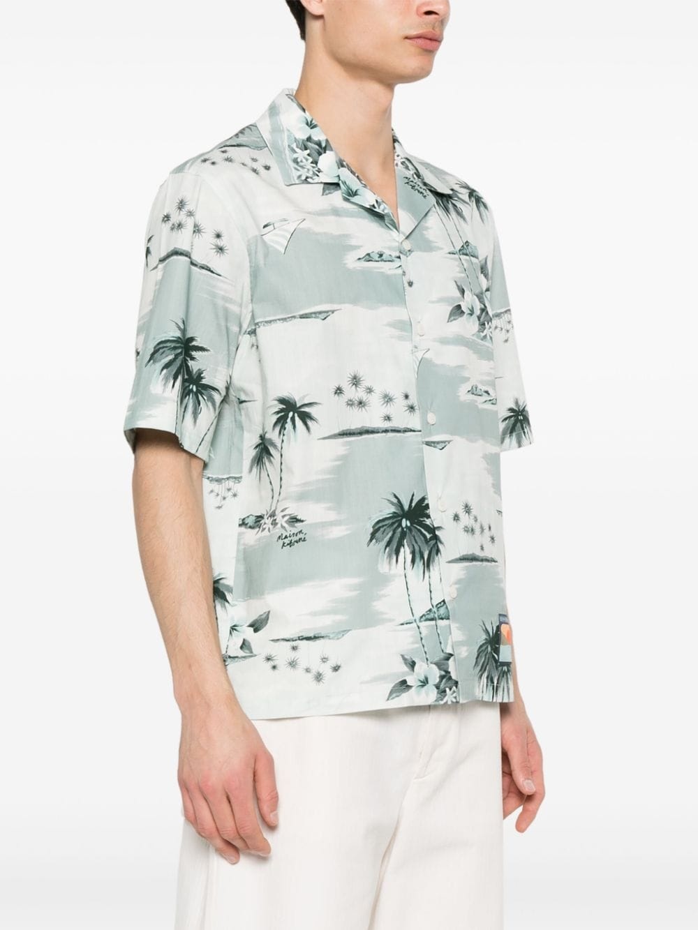 island-print bowling shirt - 3