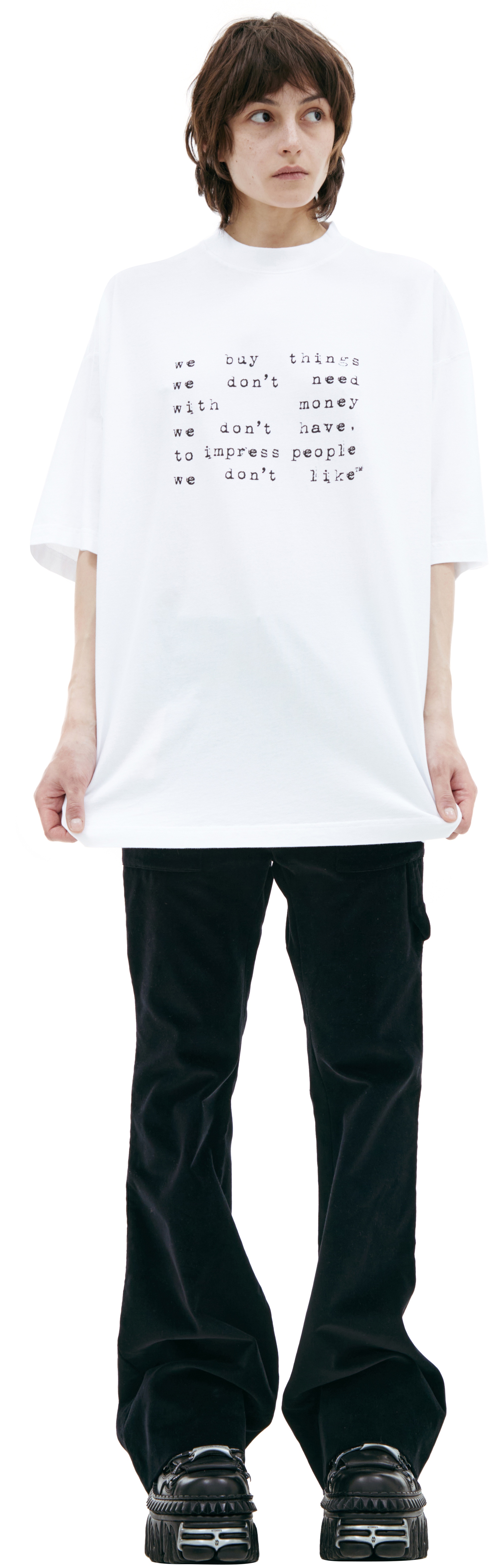 【VETEMENTS】ホワイト We Buy Things オーバーサイズ Tシャツ VETEMENTS】ホワイト We Buy Things オーバーサイズ Tシャツ