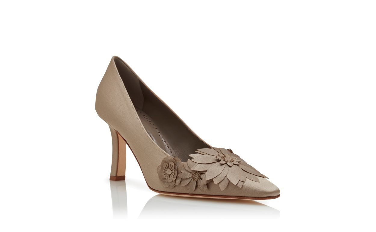 Dark Grey Crepe Satin Pumps - 3