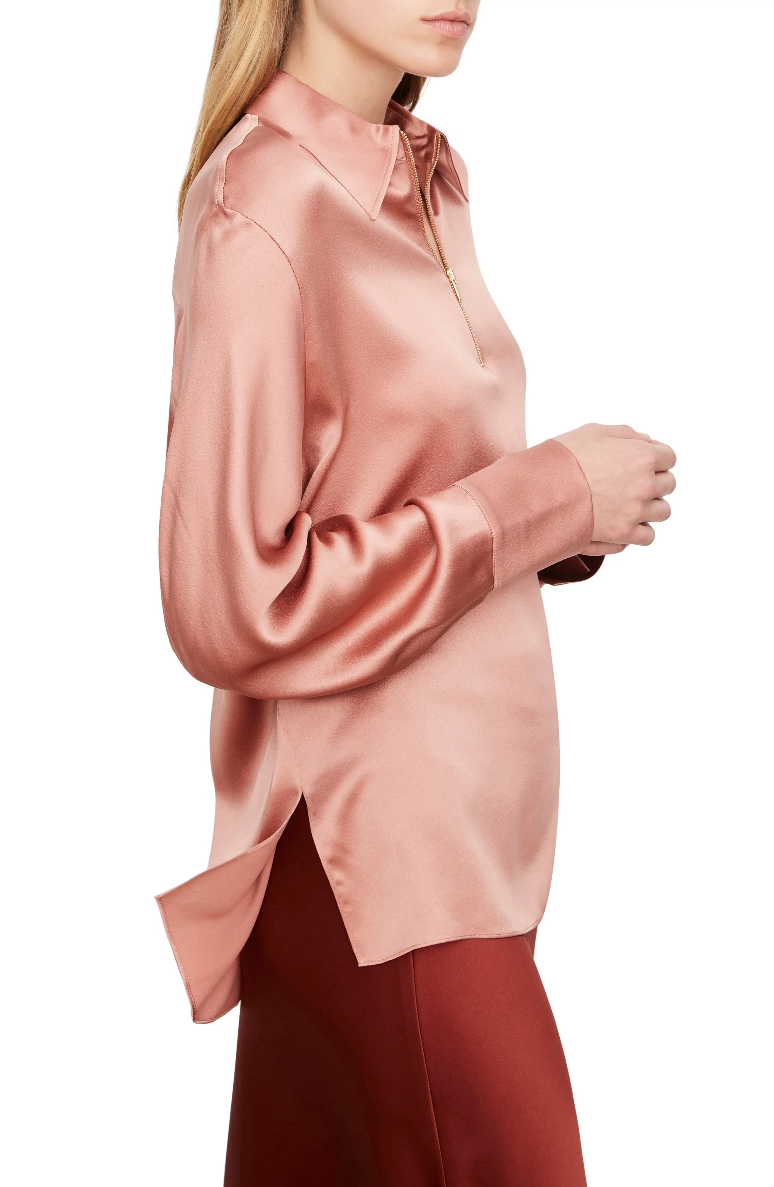 Half Zip Silk Blouse - 3