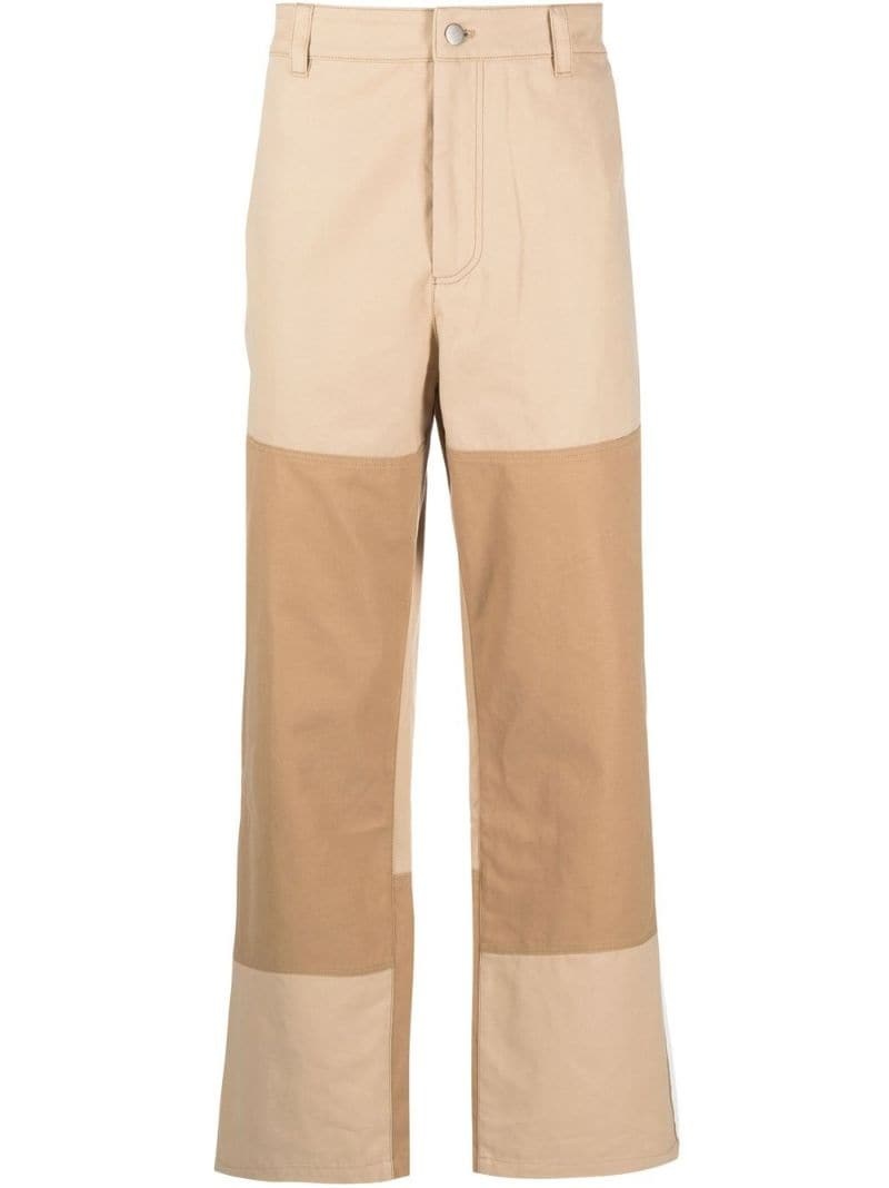 two-tone straight trousers - 1