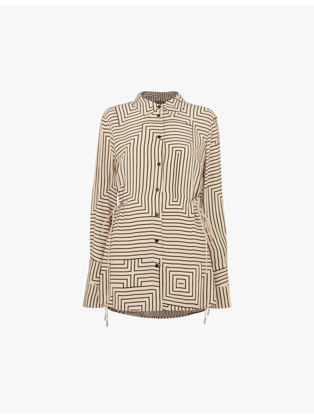 Angled-stripe side-tie woven shirt - 1