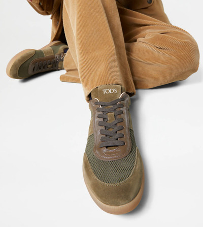 Tod's TOD'S TABS SNEAKERS IN SUEDE AND TECHNICAL FABRIC - GREEN outlook