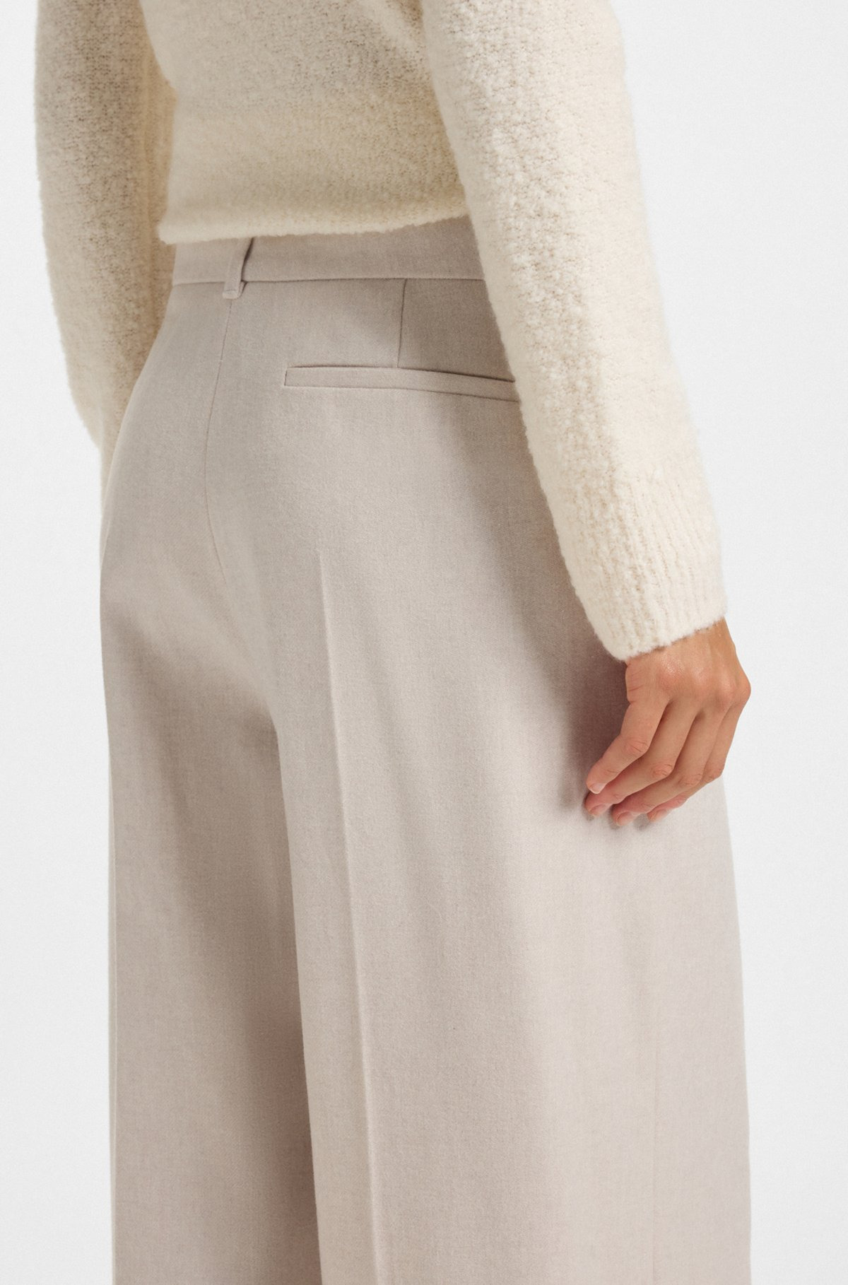 REGULAR-FIT WIDE-LEG TROUSERS IN SOFT FLANNEL - 5