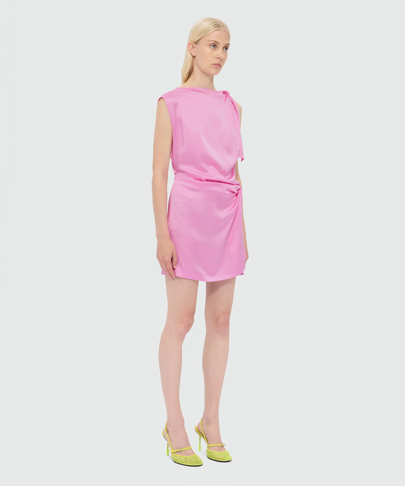Pink satin mini dress with cutout detail 4