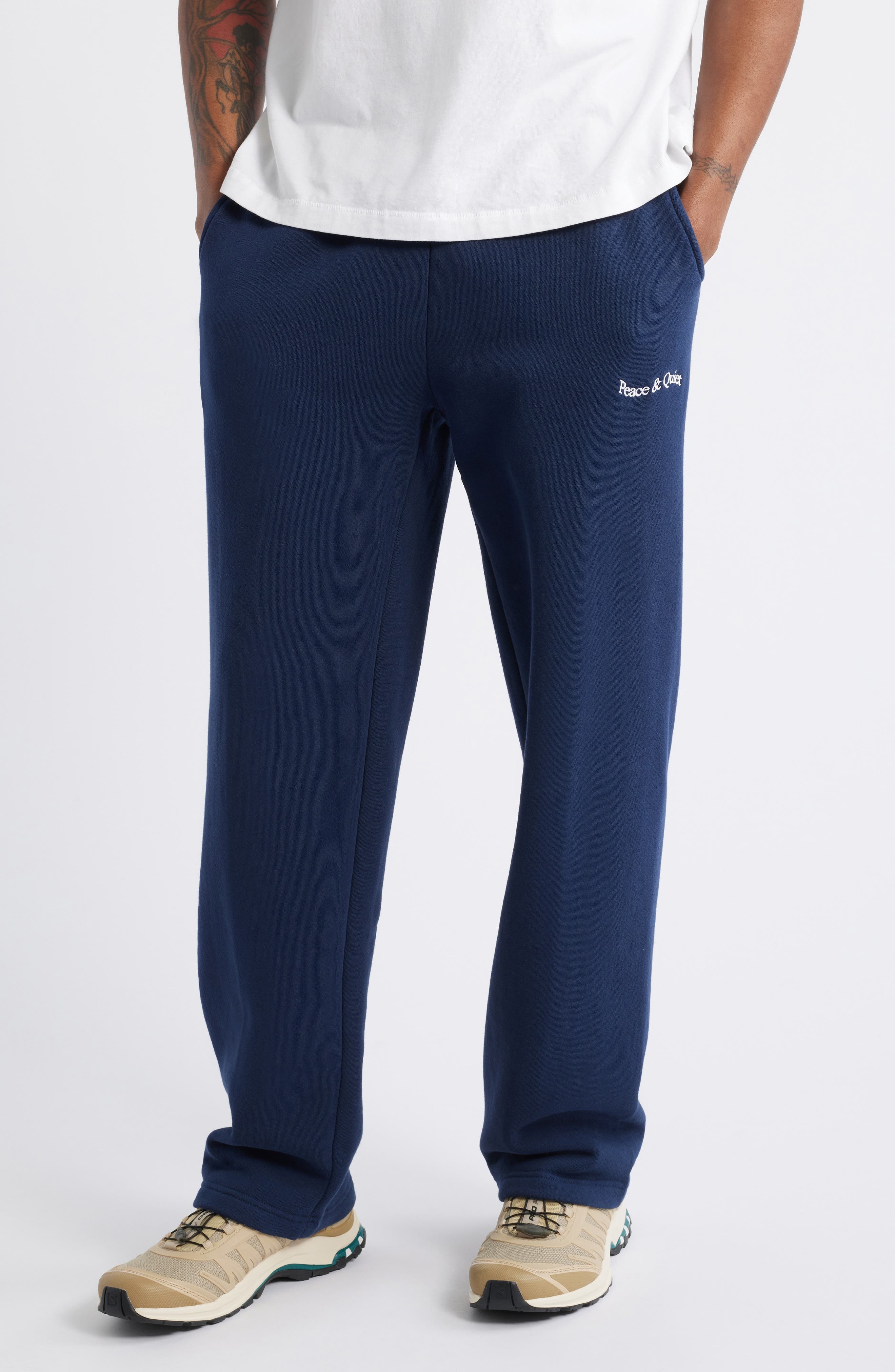 Museum of Peace & Quiet Wordmark Pigment Dyed Sweatpants in Navy at Nordstrom - 1