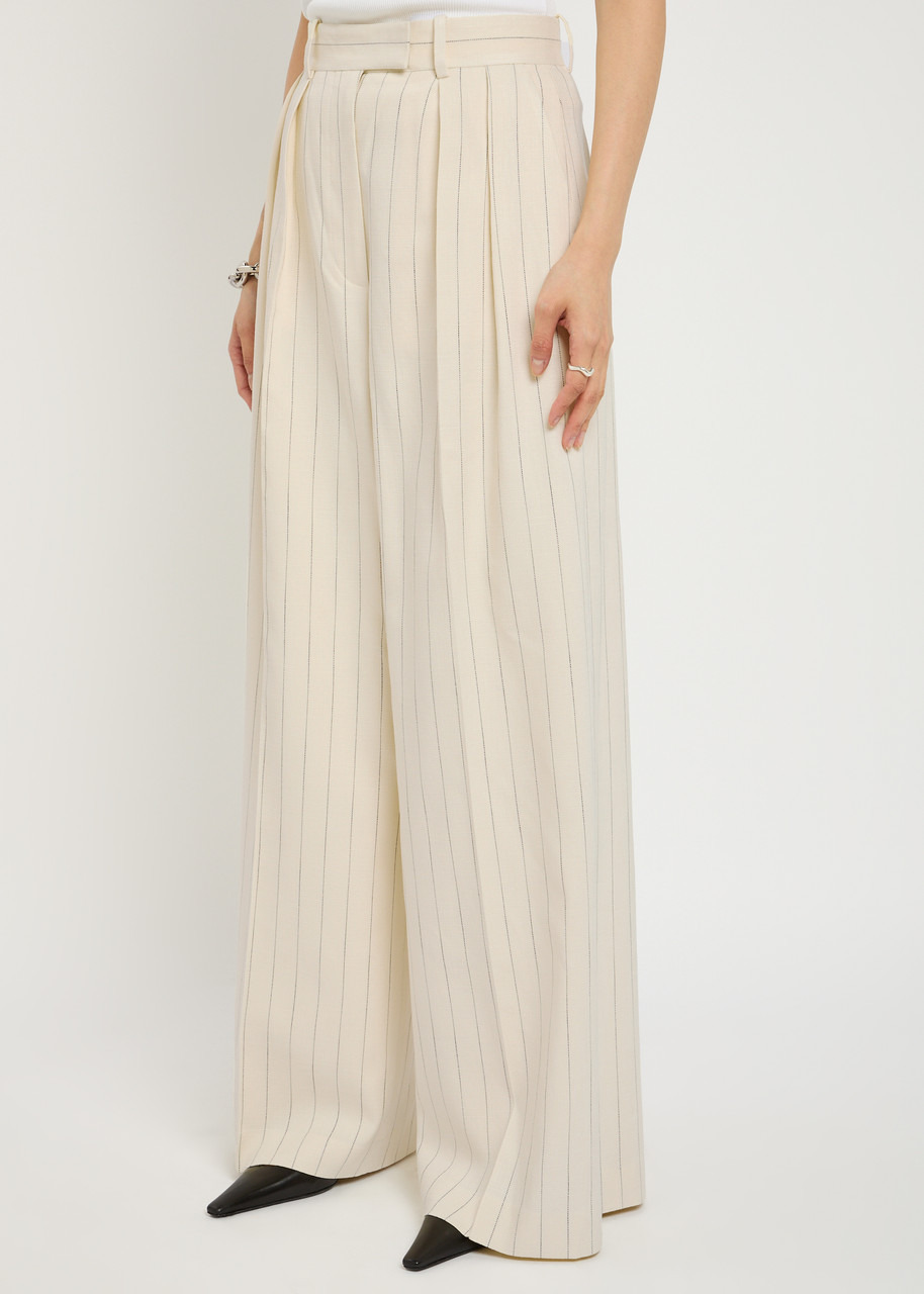 Anine Bing Lou Pinstriped Wide-leg Trousers - 2