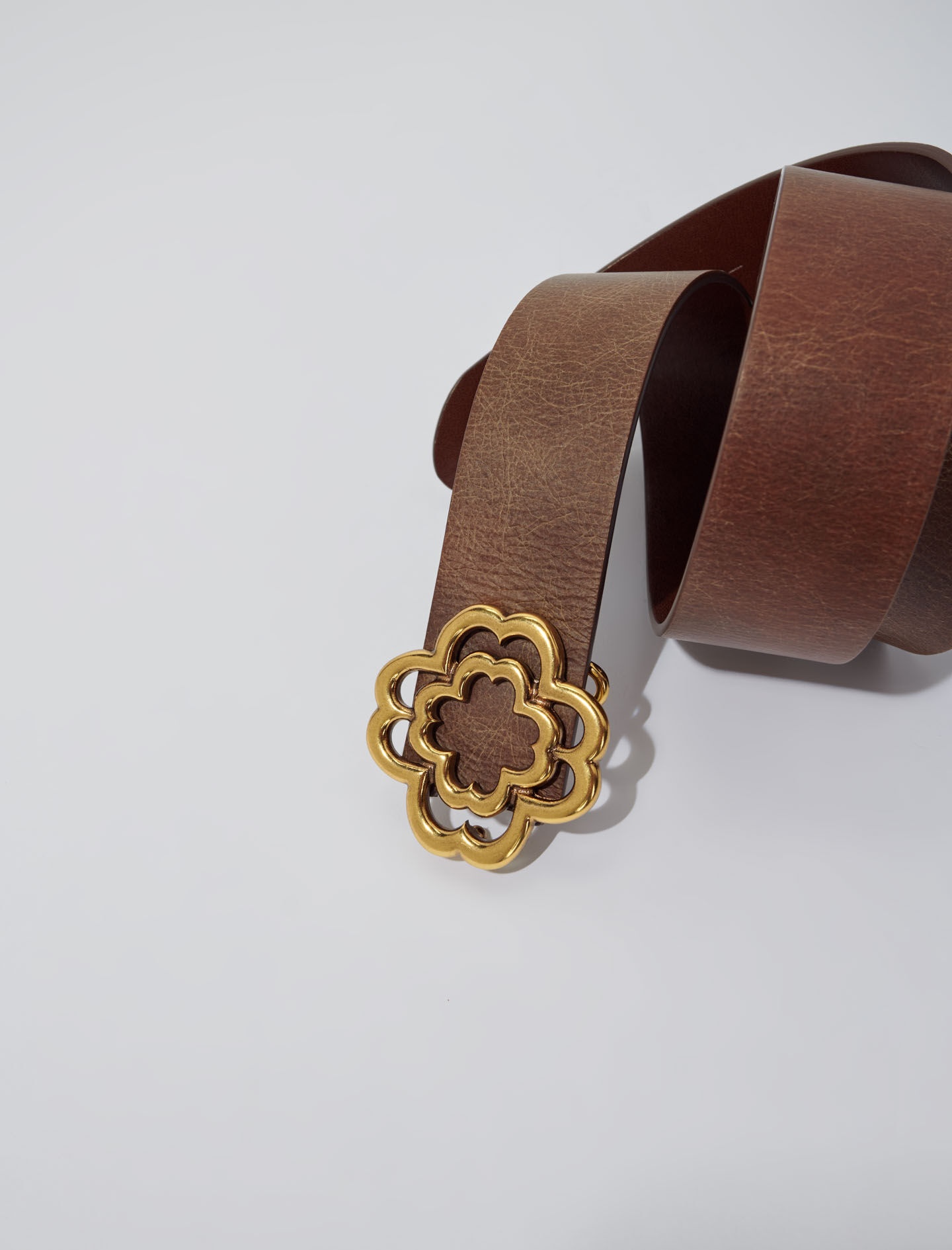 Distressed leather Clover belt - 4