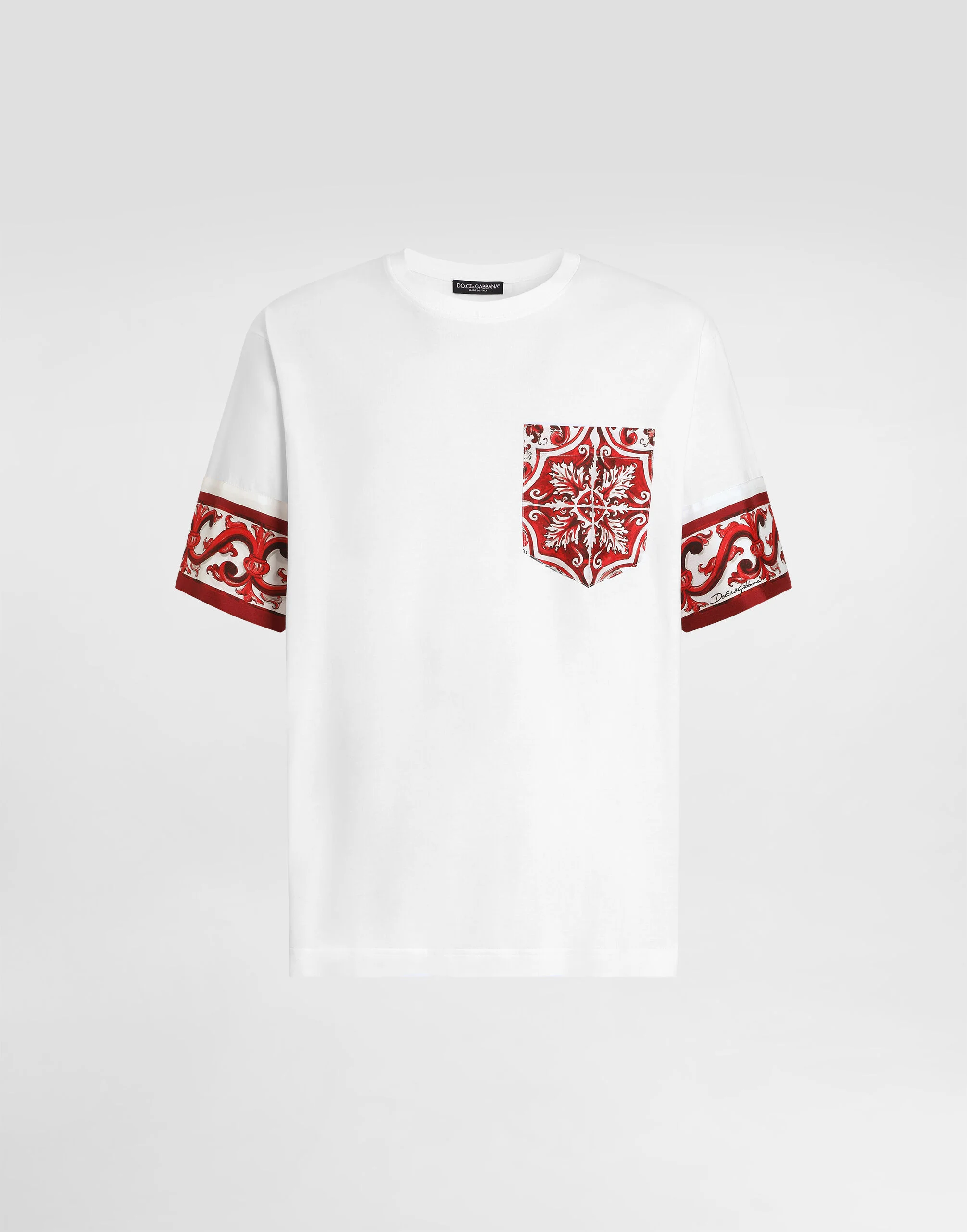 Majolica-print t-shirt in cotton - 1
