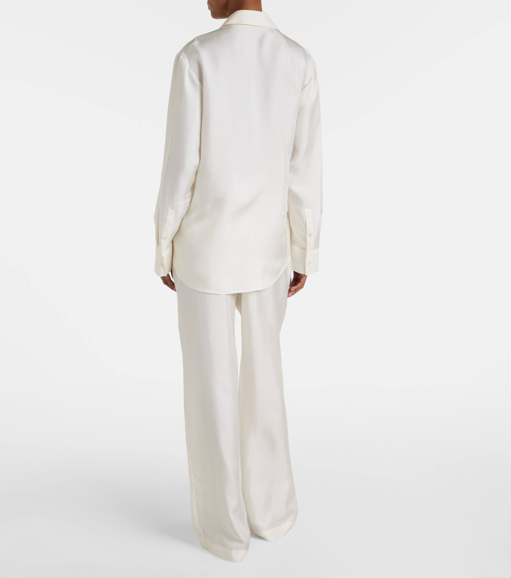 Draped silk satin shirt - 3