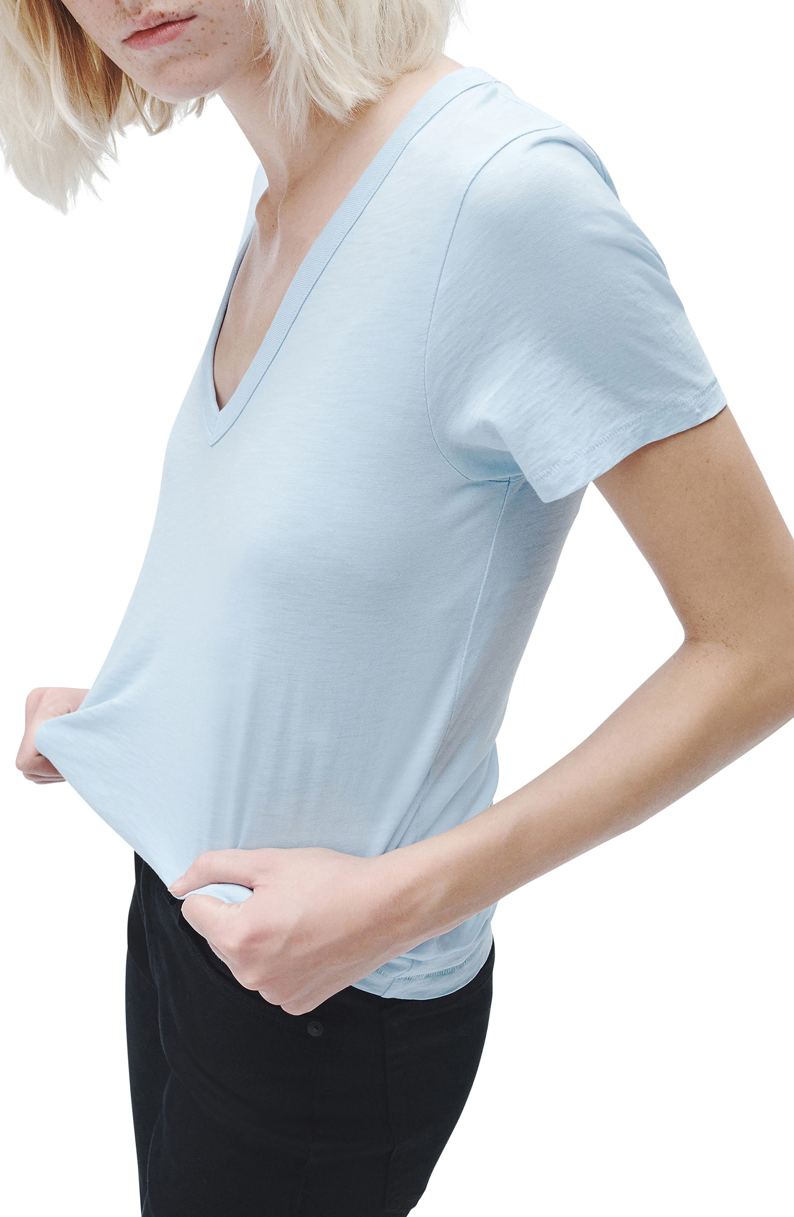 rag & bone The Slub V-Neck Organic Pima Cotton T-Shirt in Raindrop at Nordstrom - 3